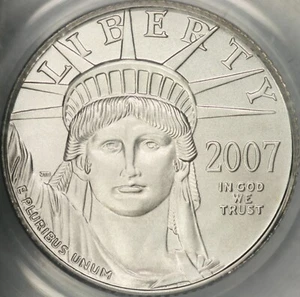 2007-W $10 Burnished Tenth Ounce Platinum Eagle PCGS MS70 First Strike - Picture 1 of 3