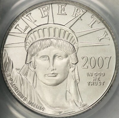 2007-W $10 Burnished Tenth Ounce Platinum Eagle PCGS MS70 First Strike - Image 1 of 3