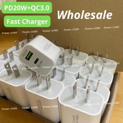 Venta al por mayor Lote 20W PD QC Cargador rápido USB C Adaptador de corriente Cubo para iPhone iPad Foto 1 de 4