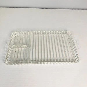 Vintage Glass Sip and Smoke Snack Tray Hazel Atlas Orchard Crystal Serving Tray - Picture 1 of 5