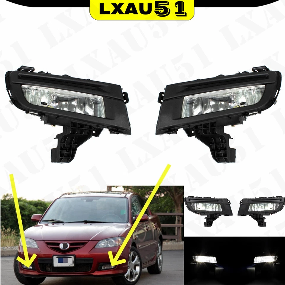 Par de luces antiniebla LED DRL LH&amp;RH para parachoques delantero sedán Mazda 3 2007-2009 Foto 1 de 4