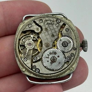 31.5mm Men's Lanco 7 Jewels Swiss Trench Watch Movement & Case Manual Wind PARTS - Picture 1 of 15