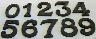 House Door Number 3" Black Heavy Antique Wrought Cast Iron Metal Gate 0123456789 - Image 1 of 4