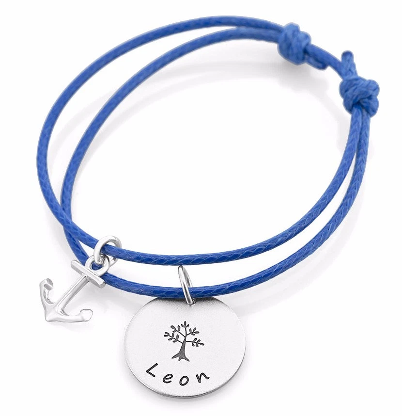 GALWANI Taufarmband mit Gravur, Baum, 925 Silber Anhänger, Anker