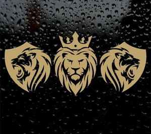 GOLD 3 LIONS ENGLAND DECAL LOGO CAR VAN VINYL STICKER FOOTBALL - Picture 1 of 3
