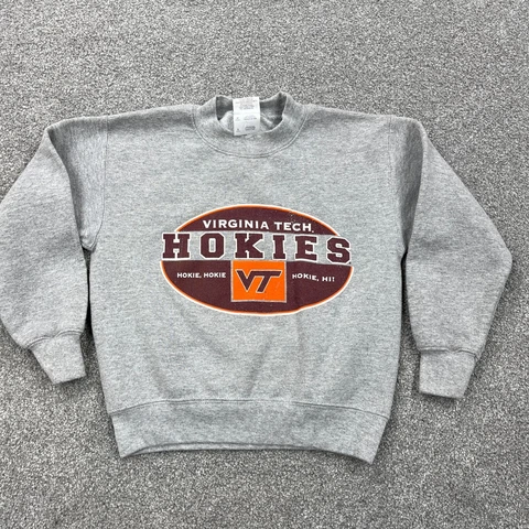 Virginia Tech Hokies Sweatshirt Boys Small Gray Pullover Crew Neck Youth Kids Cover