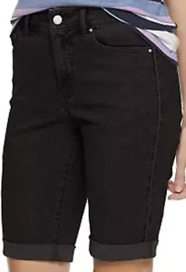 Croft & Barrow black 5 pocket denim cuffed bermuda shorts NWT womens 14 stretch - Picture 1 of 1