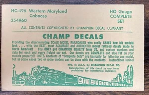 Vintage Champ Decals No. HC-496 Western Maryland Caboose 354960 HO Set - Picture 1 of 2