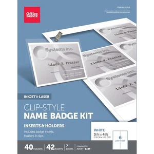 Office Depot® Brand Top-Load Name Badge Holders, Clip-Style, 3" x 4", Clear, Box - Picture 1 of 8