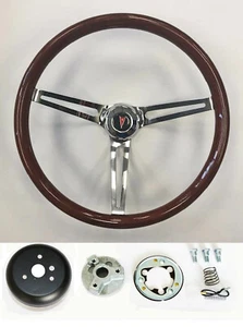 67 68 Grand Prix GTO Firebird Wood Steering Wheel High Gloss 15" Chrome Spokes - Picture 1 of 7
