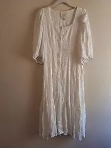 Abito midi Johnny Was cuori ricamati SmallBeau Boho occhielli bianco - Foto 1 di 8