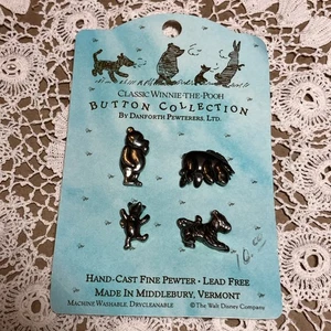Classic Winnie the Pooh Button Collection Set of 4 by Danfourth Pewterers, New - Picture 1 of 12