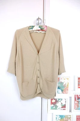 Vintage Beige Pure new Wool Cardigan Edinburg sweater jumper lambs wool UK12/14 - Image 1 of 4