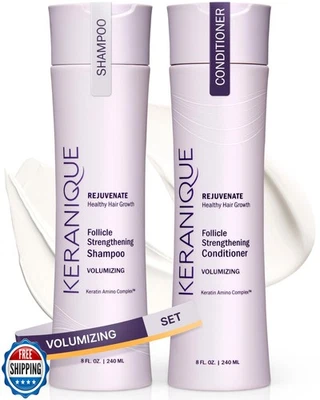 Juego de champú y acondicionador voluminizador Keranique para reparación y crecimiento del cabello con Foto 1 de 4