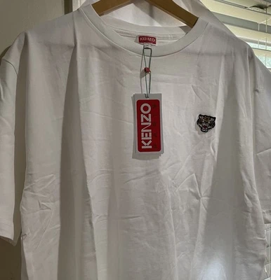 KENZO Paris Mens White Tiger Logo embroidered Short Sleeve Cotton T-Shirt XL NWT - Image 1 of 4