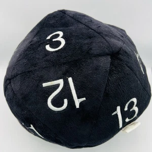 Jumbo D20 Plüsch Würfel schwarz mit weißen Zahlen - Bild 1 von 4