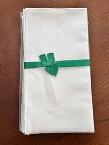 Sechs Neu mit Etikett reines irisches Leinen Damast quadratisch Vintage Ecru Abendessen Servietten 22"x22" - Bild 1 von 15