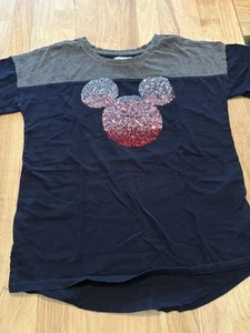 Gap Kids Disney Girls Size 14 Blue Mickey Sequin Cotton T-shirt - Picture 1 of 6