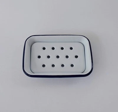 Falcon Traditional Enamel Soap Dish, White, 130 x 90 x 25mm