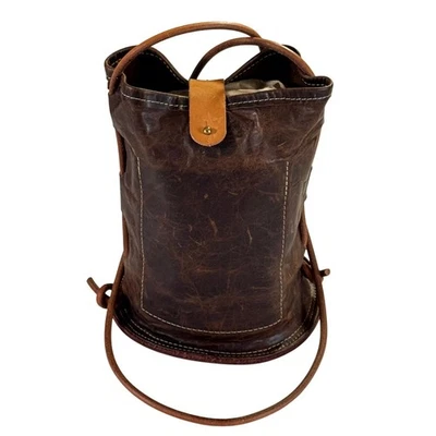 Bolso de Mano Carol Risley Designs Hecho a Mano Cuero Cilindro de Campo Marrón Raro Foto 1 de 4