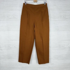 Rebecca Taylor Womens High Rise Pleated Trouser Pants Size 12 Rust Orange Preppy - Picture 1 of 18