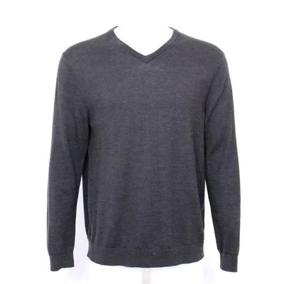 Merino Wool Sweater Calvin Klein Men’s XL  V-Neck Gray - Image 1 of 4