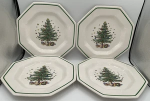 NIKKO Christmastime Octagon Dinner Plates 10.75" Set Of 4 NICE Free Shipping! - Picture 1 of 5