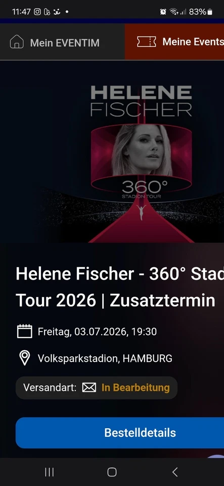 Helene Fischer 360 ° Stadion Tour  Hamburg 03.7.2026Tickets 2 - Bild 1 von 1
