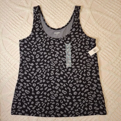 Camiseta sin mangas Old Navy para mujer grande de primera capa negra y gris guepardo elástica nueva con etiquetas Foto 1 de 4
