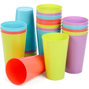 24 Pack Plastic Tumbler Cups, 13 OZ Unbreakable Water Drinking Cups, Colored ... - Picture 1 of 8