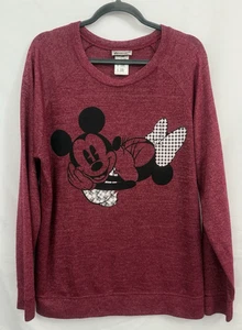 Suéter Ligero Cuello Redondo Mickey & Minnie de los Parques Disney Rojo Borgoña Talla XL - Imagen 1 de 7