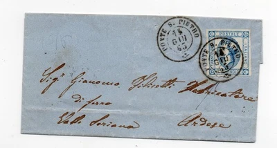 1863 (18 GIU) VE II 15 c  Litografico PONTE SAN PIETRO per ARDESIO - Immagine 1 di 2