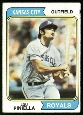 Lou Piniella 1974 Topps #390 Kansas City Royals VG Crease - Image 1 of 2