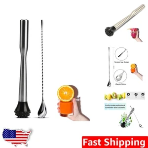 Elegant 2-Piece Cocktail Muddler and Spoon Set - Perfect for Bartending Gifts - Picture 1 of 9