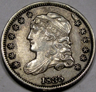 1835 Capped Bust Half Dime Nice Unc. BU MS+... 100% Original, Antique Grey Tone! - Image 1 of 2