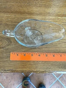 Etched Glass Sawtooth Floral Design Small Sauce/Gravy Boat,Pedestal Base,1/2Cup - Picture 1 of 8