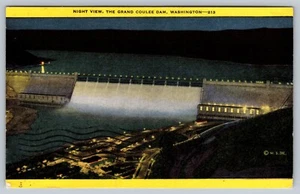 Night View Grand Coulee Dam Washington Postcard - C7 - Picture 1 of 2