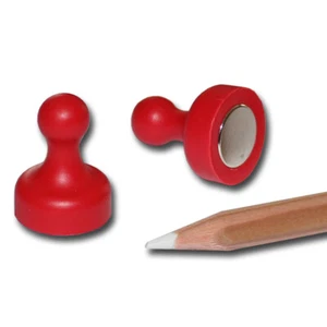 10 NEODYM Pinnwand Kegel Magnete D19x25 mm Rot Kühlschrank Schule Büro Board - Bild 1 von 1