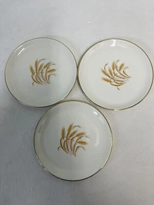 Homer Laughlin Golden Wheat 22K Gold USA 6" Dessert Plates Set of 3 - Picture 1 of 7