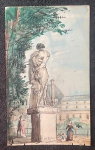 François PILS "Statue Herkules Farnèse aux Tuileries" Aquarell 19. Jh. - Bild 1 von 7