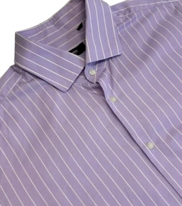 Hugo Boss Mens Formal Shirt 45 17 3/4 Striped Long Sleeve Two Ply Regular Gerald - Picture 1 of 13
