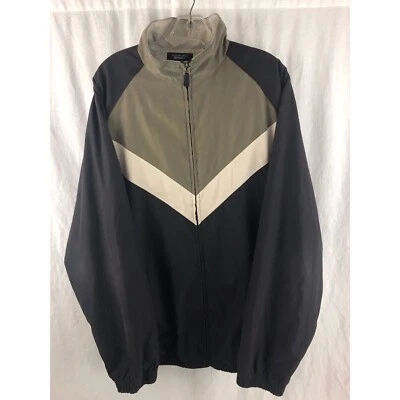 Chaqueta cortavientos John Ashford/Ashford Sport para hombre color tostado/azul cremallera completa talla mediana Foto 1 de 4