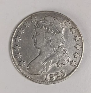X Rare Old 1825 Philadelphia P Mint Cap Bust 13 Stars Obverse Silver Half Dollar - Picture 1 of 4