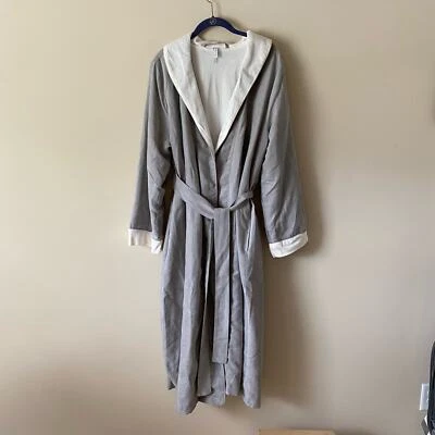 NORDSTROM Grey Bathrobe Size Large Microfiber with Minx White Fleece Lining - Image 1 of 4