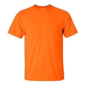 Gildan Men's XL Ultra Cotton T-Shirt Short Sleeve Tee Preshrunk Safety Orange - Picture 1 of 9