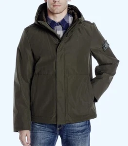 G H BASS Hooded Storm Olive Green Water Resistant Coat Jacket NEW Mens Sz L LG - Picture 1 of 11