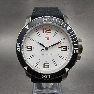 Tommy Hilfiger Reloj de Buceo Hombre 44mm Esfera Blanca Acero Fecha Redondo Batería Nueva Foto 1 de 4