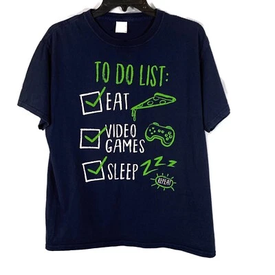 Gildan Boys Short Sleeve Graphic T-Shirt To Do List Eat Video Games Sleep Sz XL - Image 1 of 4