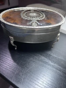 VIntage versilbert Kunstschildkröte Muschel eingelegt Deko Kommode Box Elegant - Bild 1 von 17