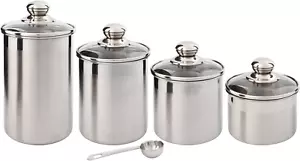 Kitchen Canister Set - Airtight Stainless Steel Canisters with Glass Lids - C... - Picture 1 of 1